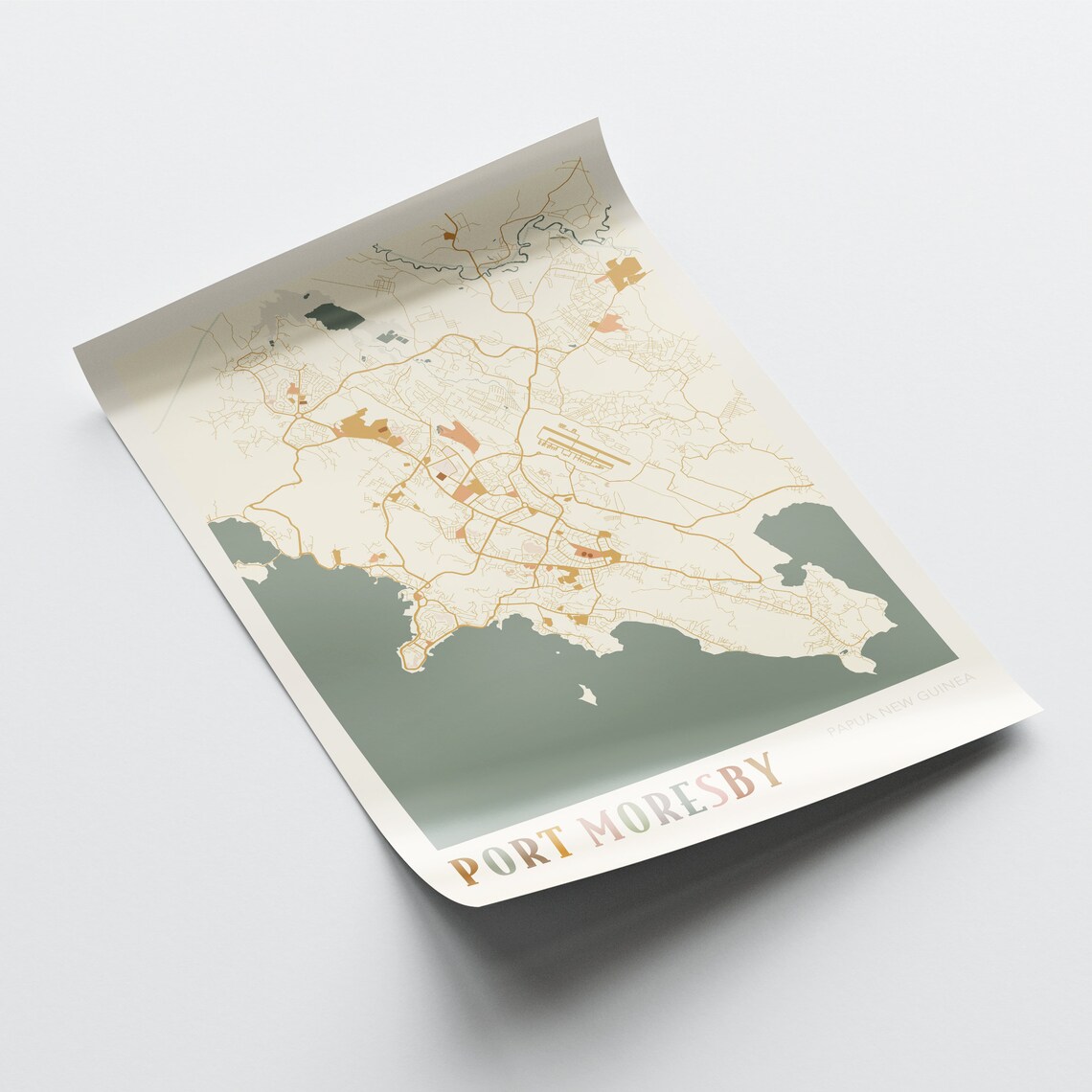 Port Moresby Papua New Guinea Retro City Map Poster Coastal Capital - Image 2