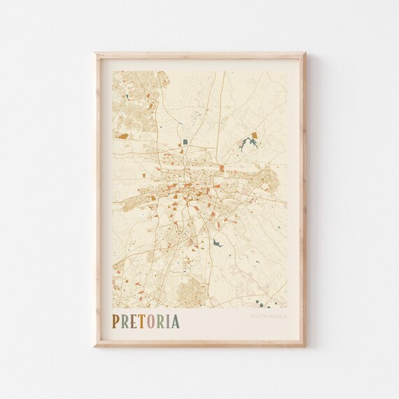 Pretoria Map Poster Print Wall Art South Africa Travel Gift Boho Decor