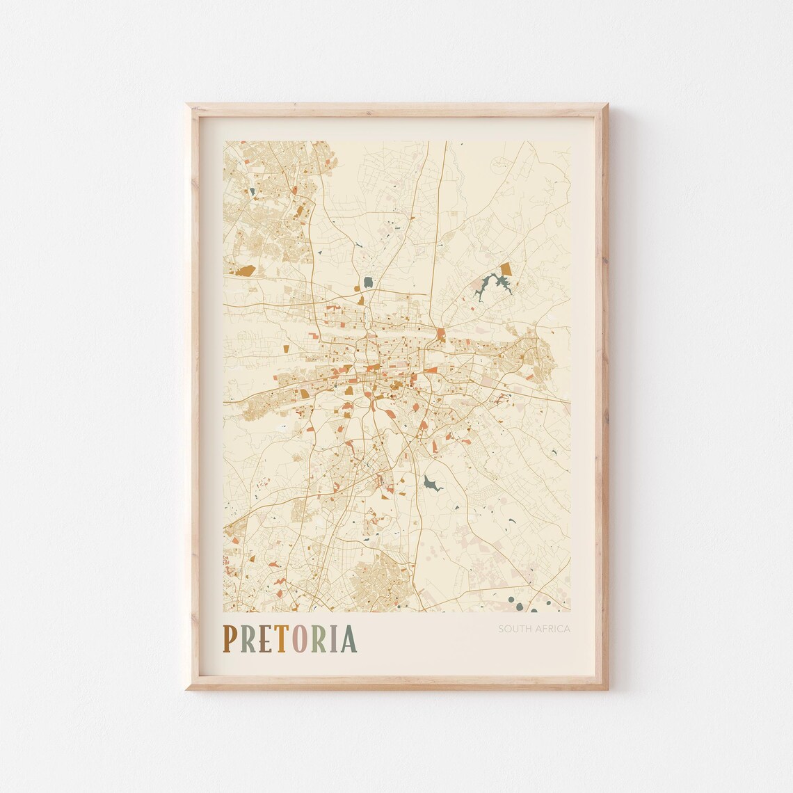 Pretoria Map Poster Print Wall Art South Africa Travel Gift Boho Decor