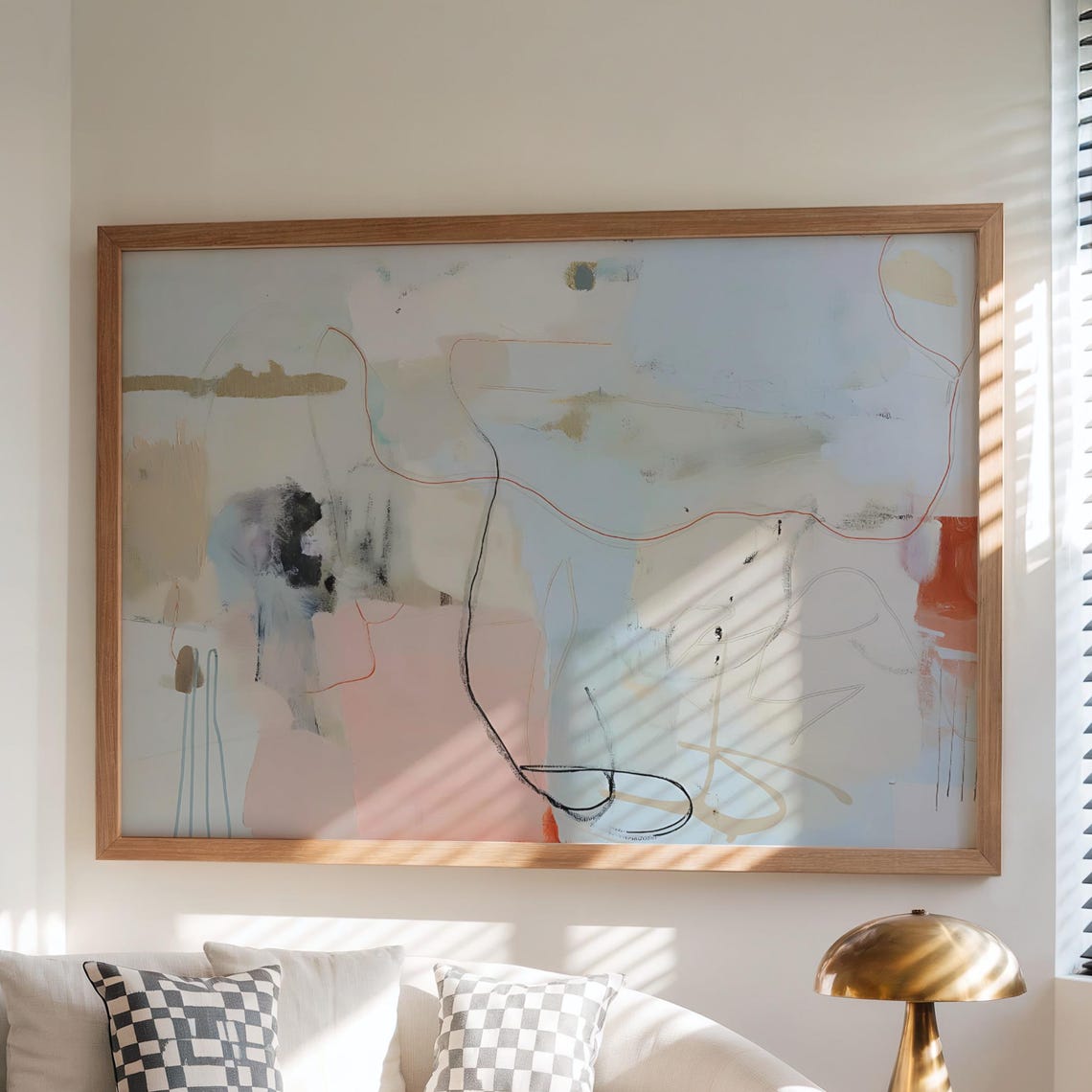 Colorful Abstract Art Print Large Neutral Wall Decor Apartment
