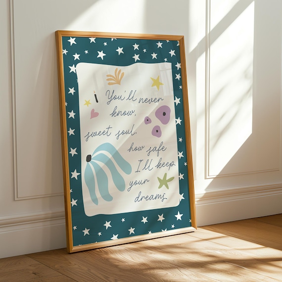 Sweet Soul Nursery Quote Poster Midnight Blue Starry Nursery Wall Decor