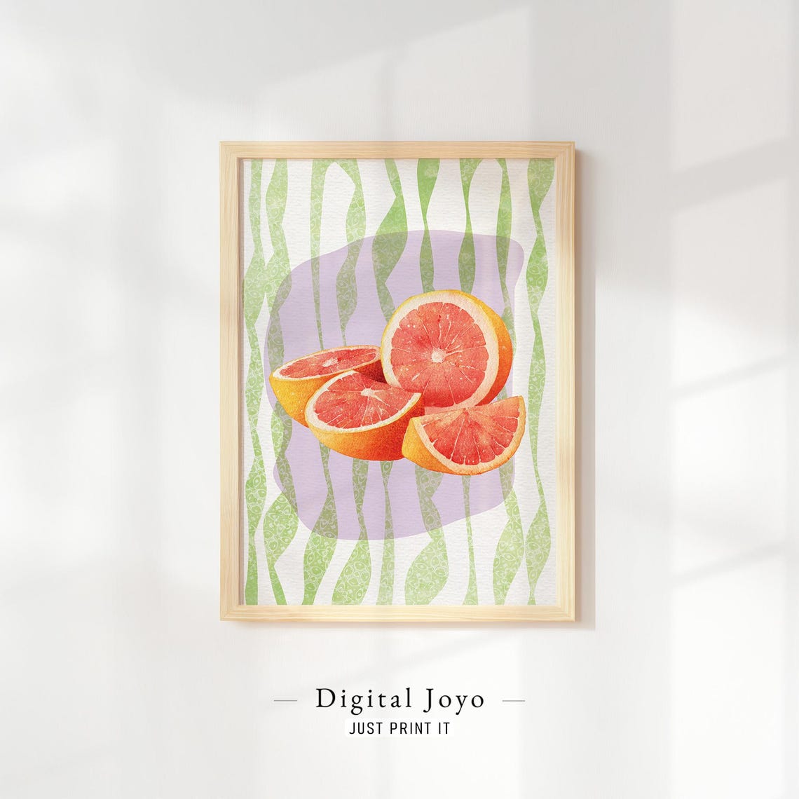 Ruby Grapefruit Slices Watercolor Citrus Fruit Kitchen Wall Art