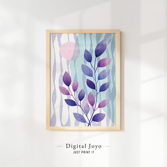 Purple Botanical Watercolor Print Modern Floral Art