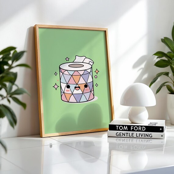 Mint Green Pastel Toilet Paper Roll Cute Kawaii Bathroom Poster