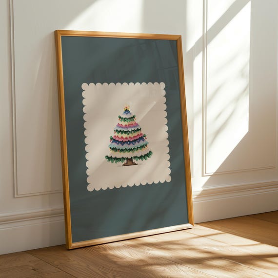 Slate Blue Layered Tree Print