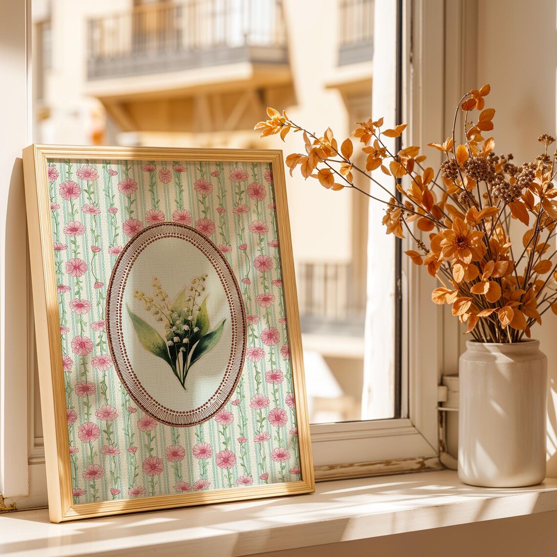 Lily Of The Valley Vintage Botanical Floral Oval Medallion Print
