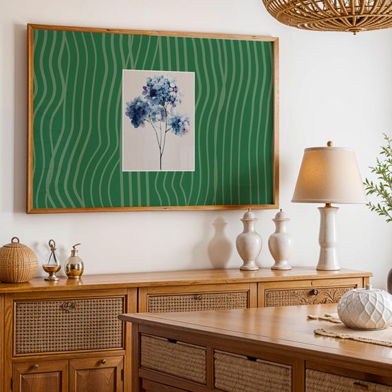 Blue Floral Art Print Vintage Botanical Hydrangea Poster