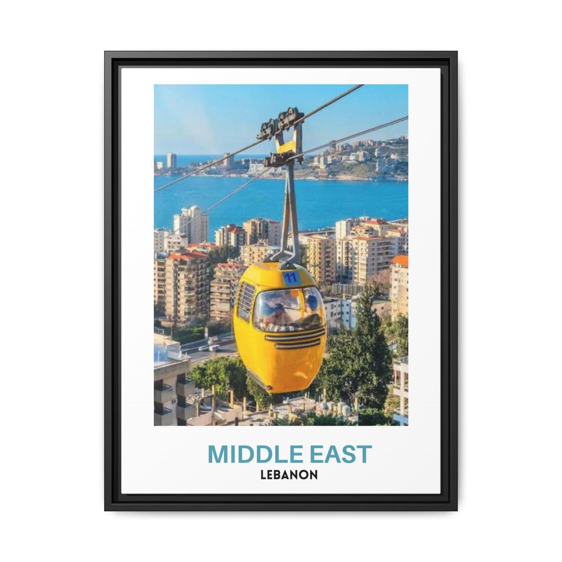 Lebanon Cable Car Coastal City Middle East Skyline Scene Poster