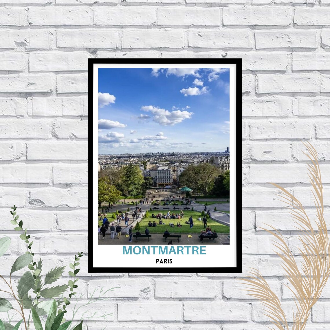 Montmartre Hilltop Lawn Overlook Paris Skyline Scenic View Poster