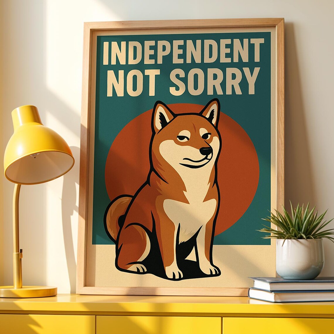 Shiba Inu Independent Not Sorry Funny Bold Retro Dog Breed Poster