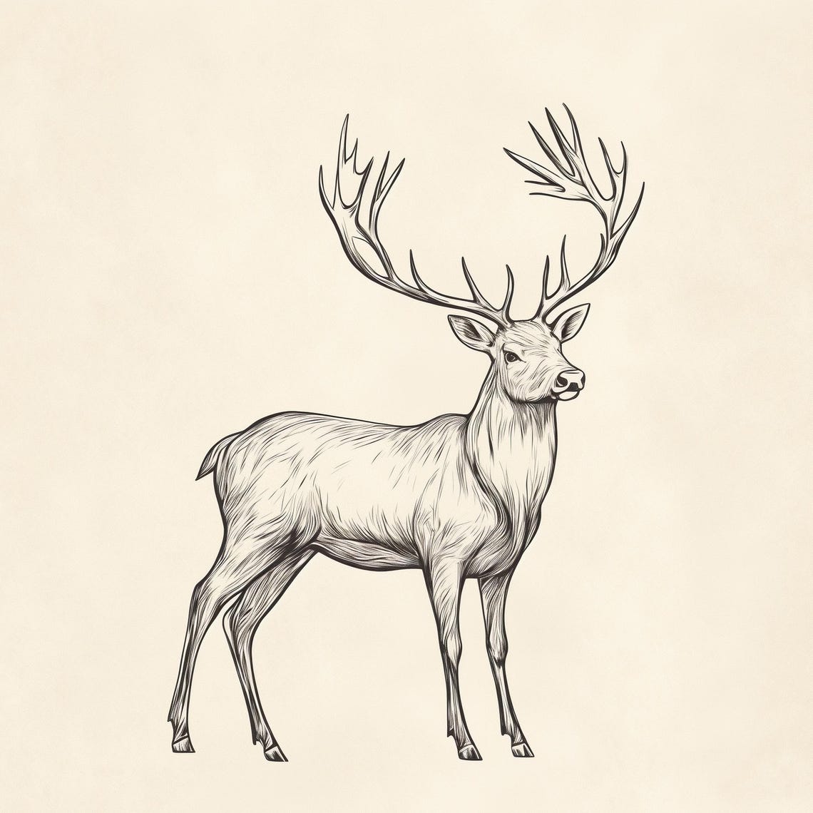 Reindeer Profile Sketch Elegant Winter Wildlife Frame TV Poster - Image 4