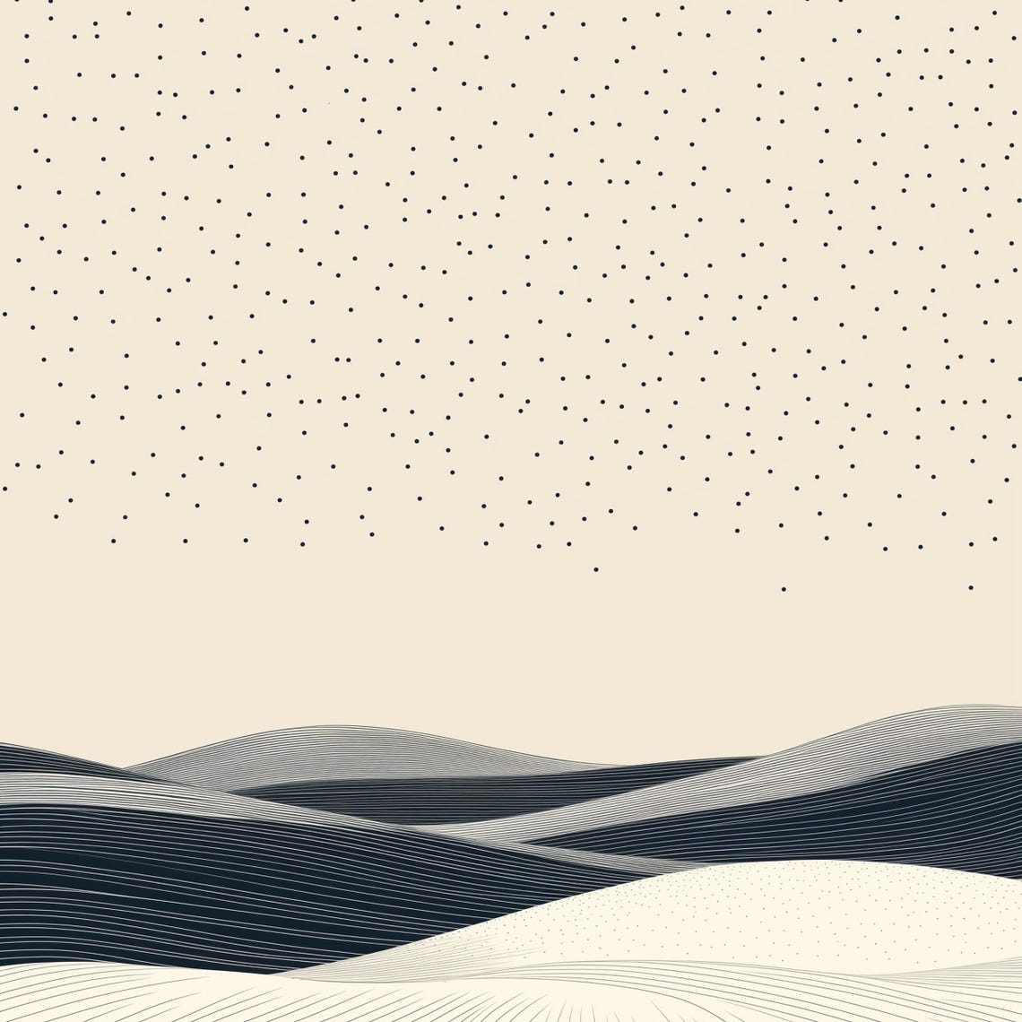 Starry Night Sky Abstract Rolling Hills Minimalist Art Poster - Image 4
