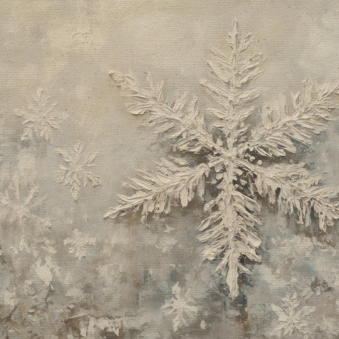Frosted Snowflakes on Glass Textured Neutral Winter Minimalist Poster - Image 4