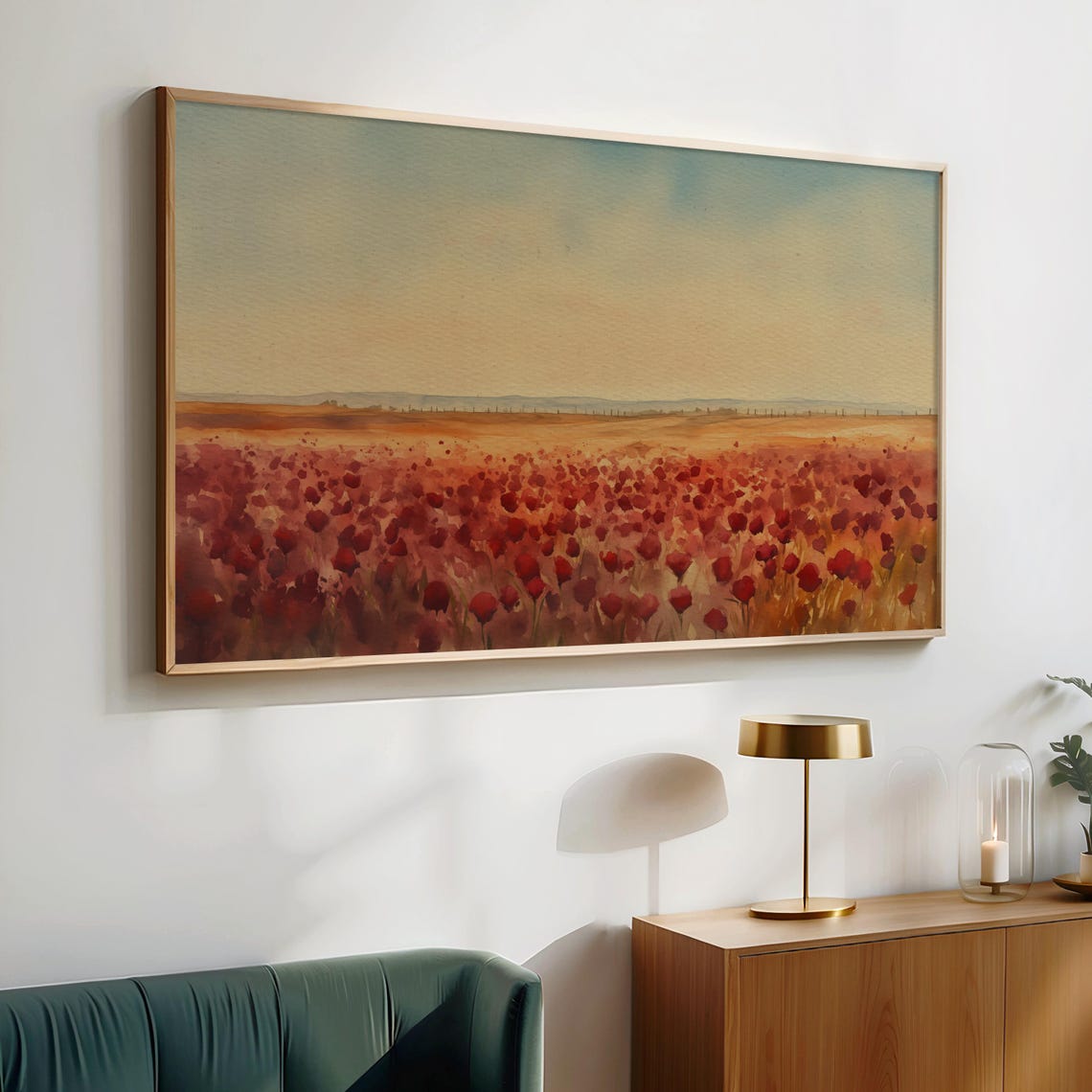 Crimson Clover Field Rustic Watercolor Wildflower Art Poster - Image 3