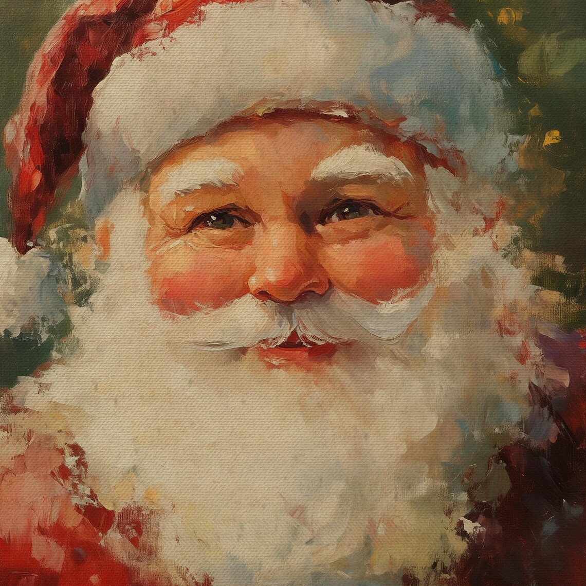 Jolly Santa Claus Close Up Portrait Painting Warm Holiday Glow Poster - Image 4