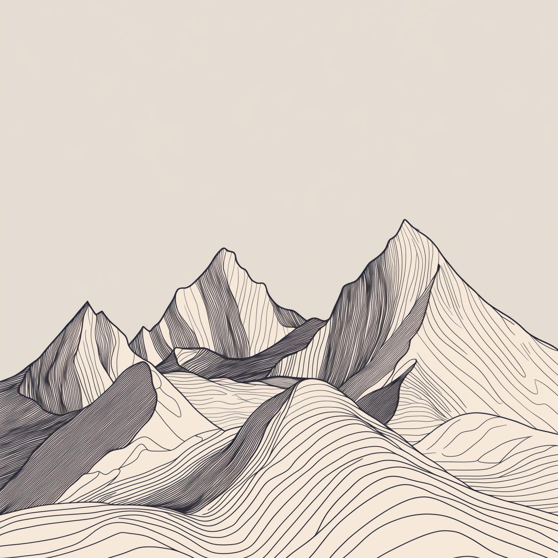 Winter Mountain Peaks Contour Line Art Minimalist Scenic Poster - Image 4