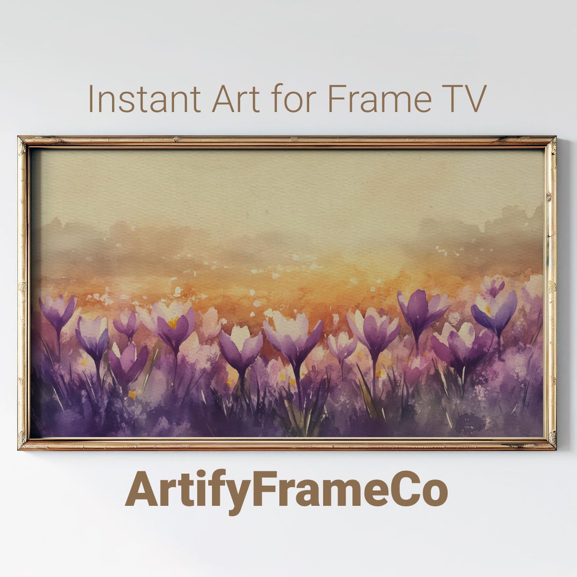 Saffron Crocus Flowers Purple Watercolor Botanical Art Poster