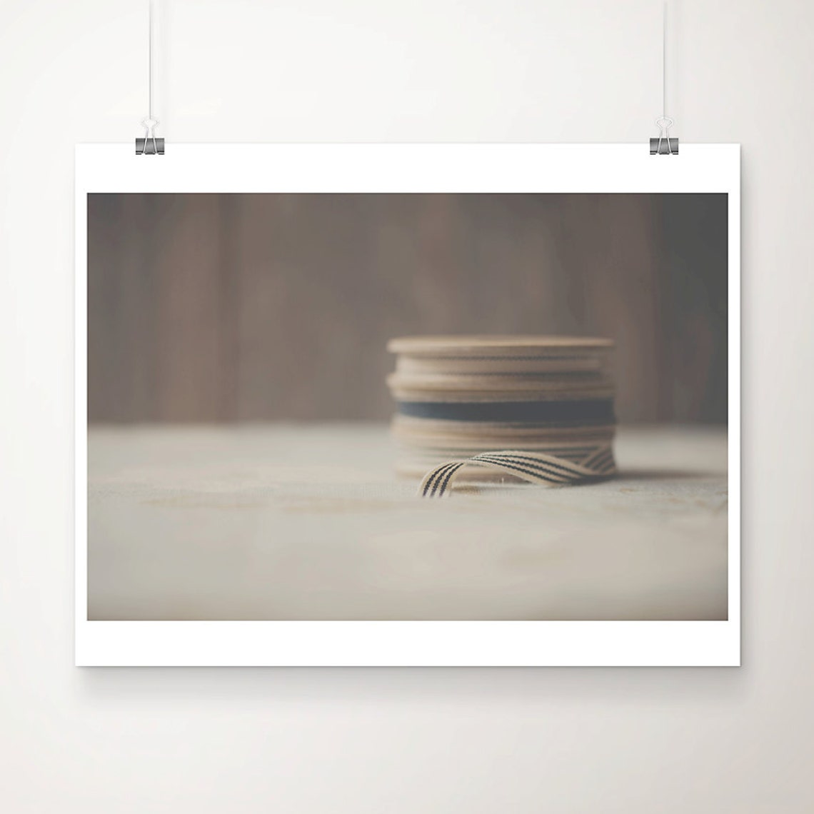 Neutral Ribbon Spools Minimalist Still Life Soft Focus Photo Print