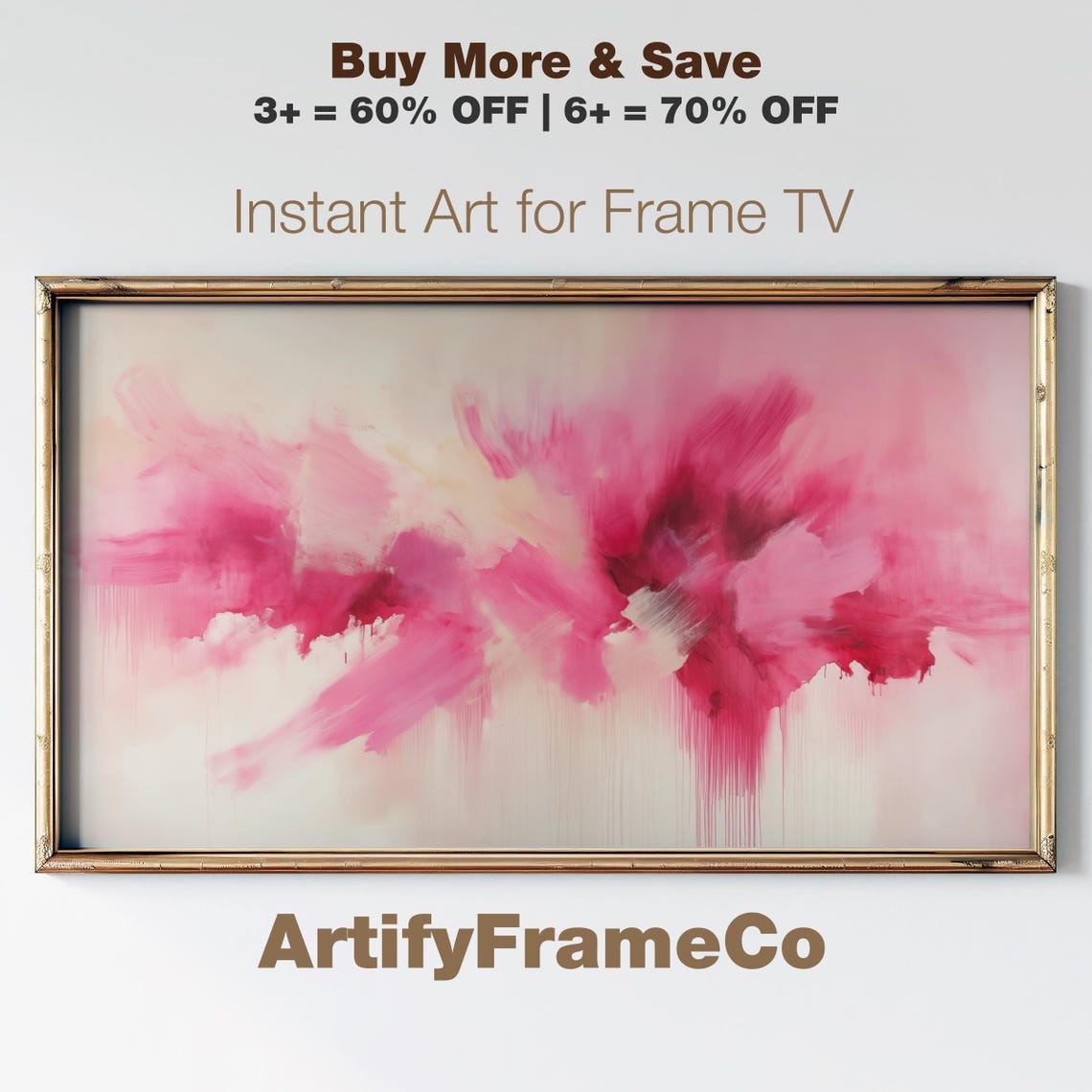 Pink Abstract Watercolor Splash Bold Magenta Drips Modern Art Poster