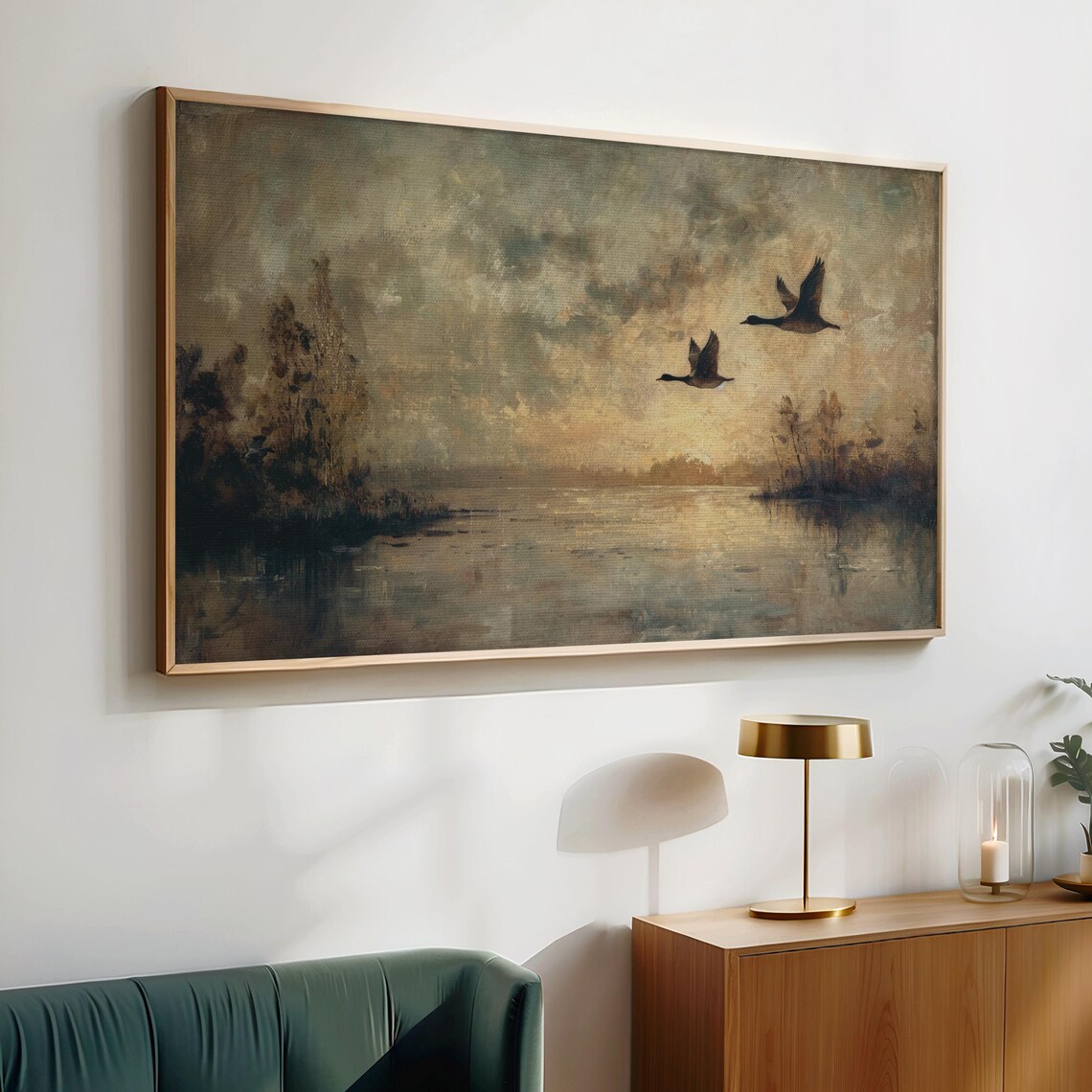 Flying Ducks Vintage Wildlife Art Print, Rustic Country - Image 2