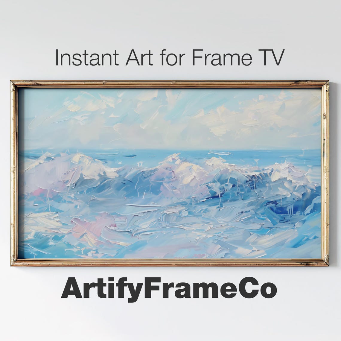 Soothing Pastel Ocean Waves Impressionist Seascape Calm Water Poster