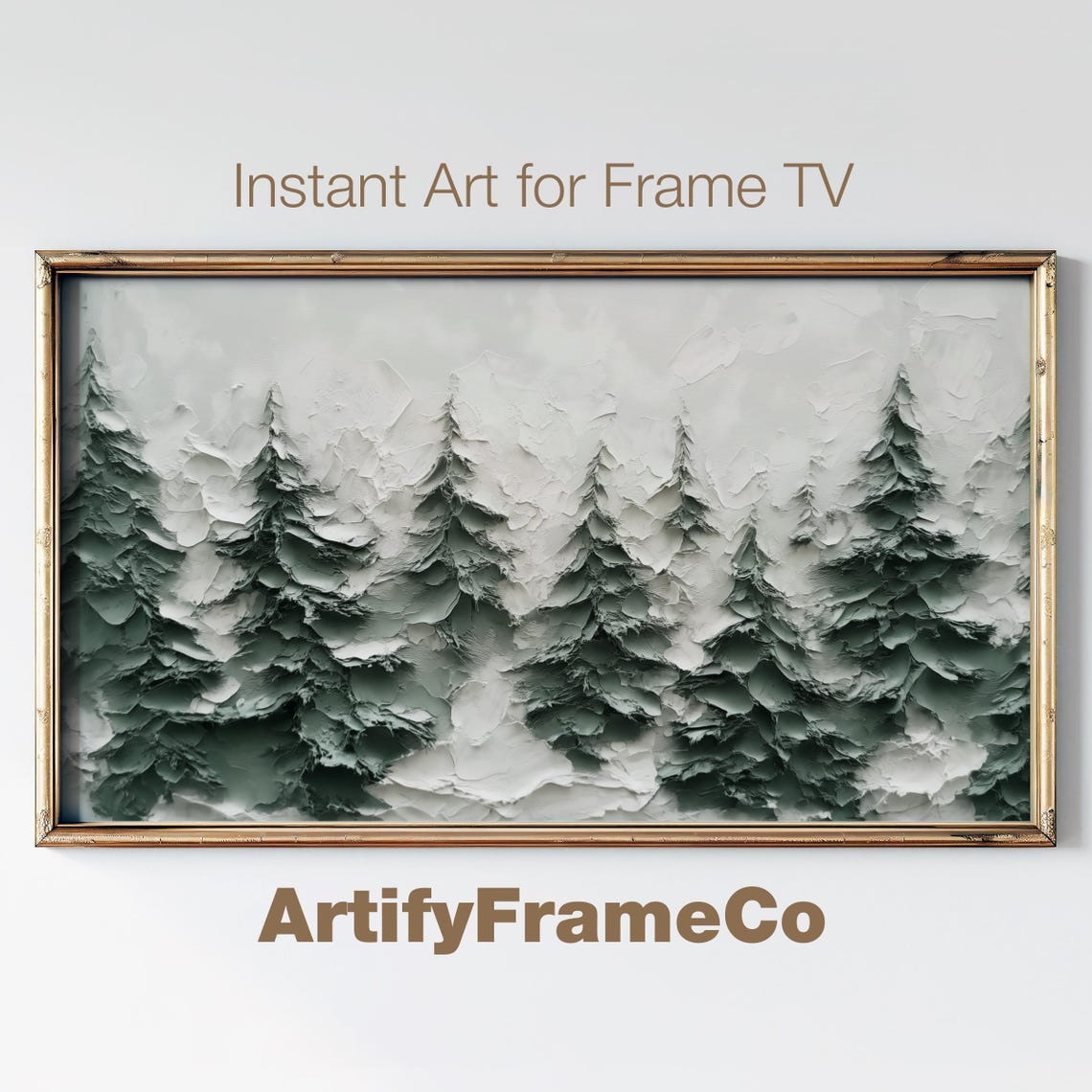 Textured Pine Forest Heavy Impasto Palette Knife Winter Art Poster