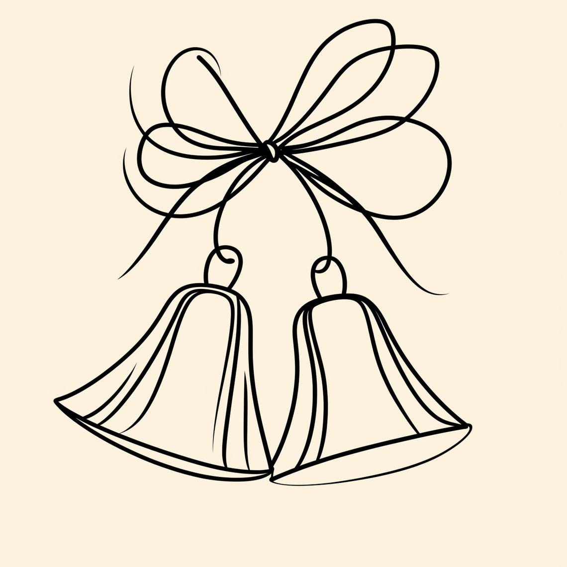 Jingle Bells With Bow Minimalist Christmas Line Drawing Poster - Image 4
