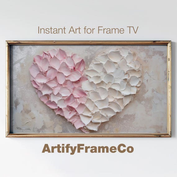 Valentines Day Frame Tv Art 3d Heart Romantic Cute Valentines Day Frame Tv Art Abstract Textured Painting Pink Aesthetic Tv99