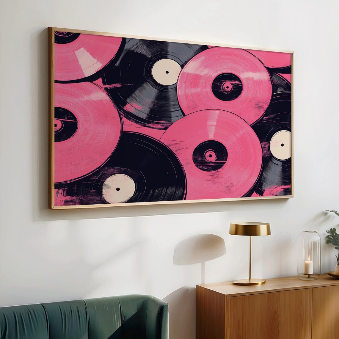 Bold Pink Vinyl Records Black Accent Retro Pop Art Music Poster - Image 2