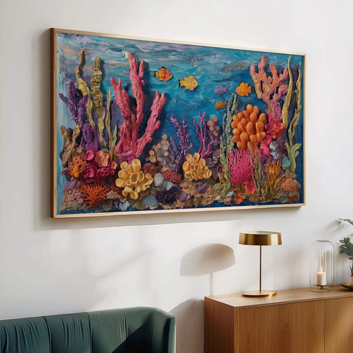Coral Reef 3D Textured Underwater Painting Vibrant Ocean Fish Poster - Image 2