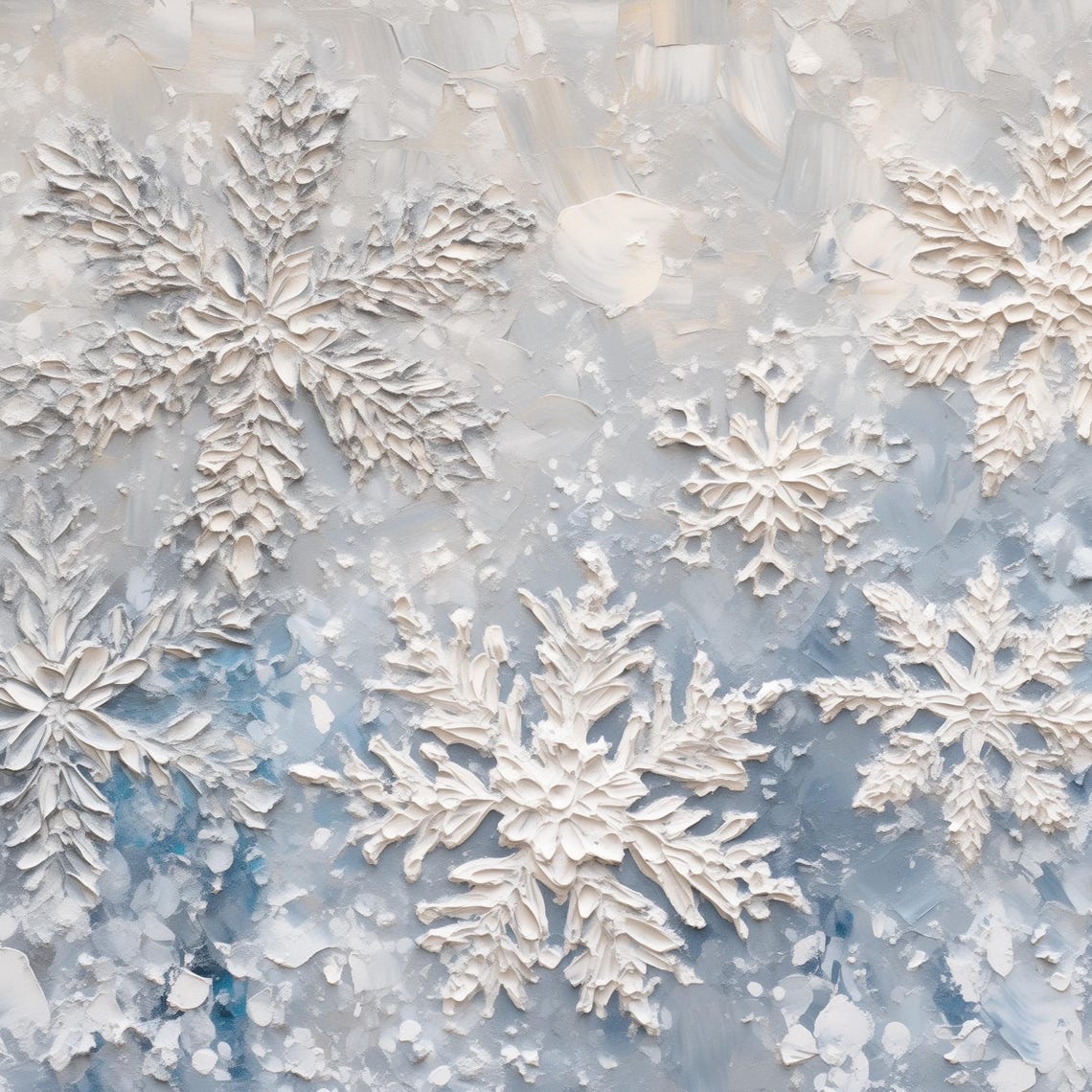 Textured Snowflake Close Up Winter White Blue Frame TV Art Poster - Image 4