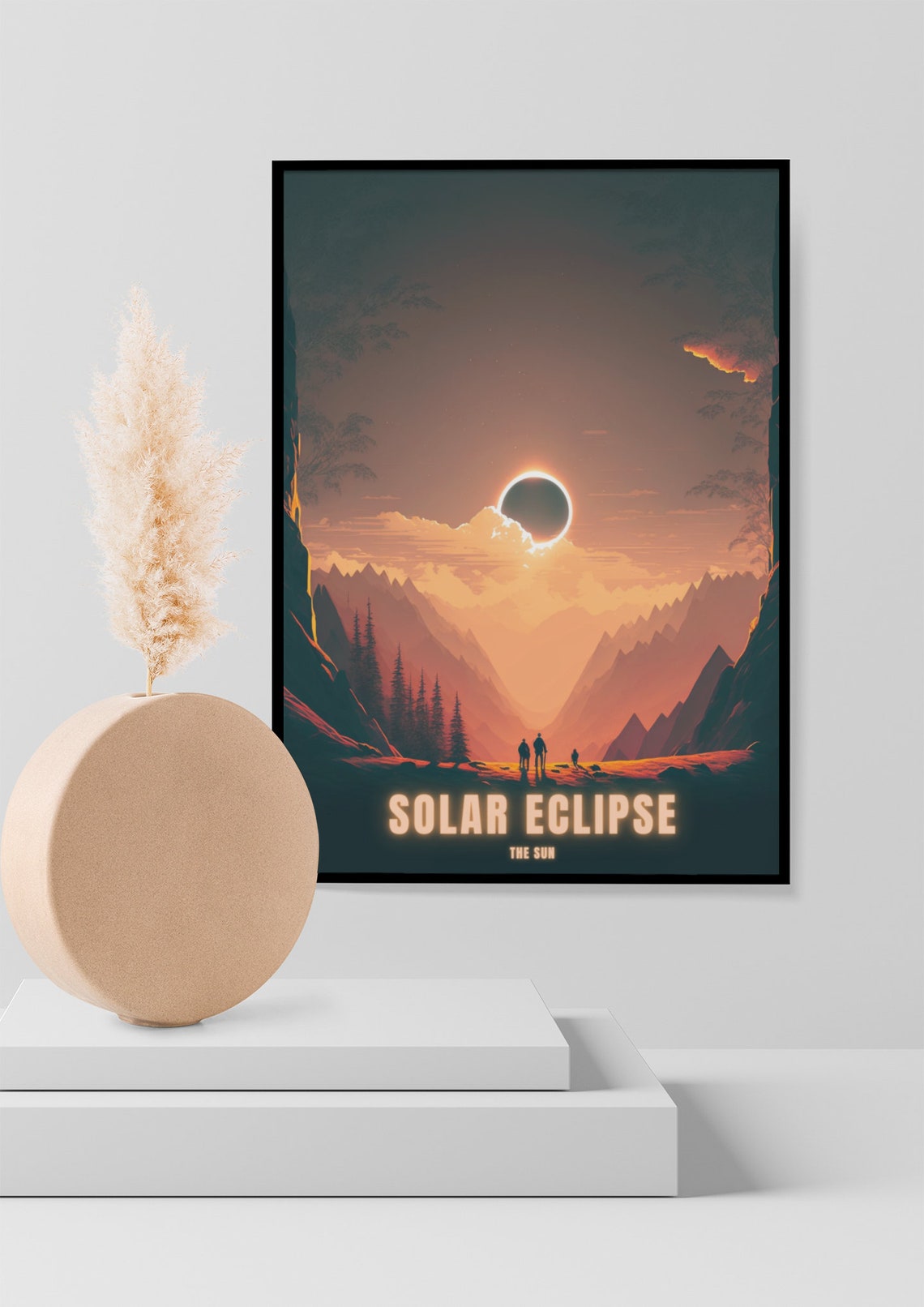 Solar Eclipse Totality Over Mountain Valley Dramatic Sky Poster - Image 2