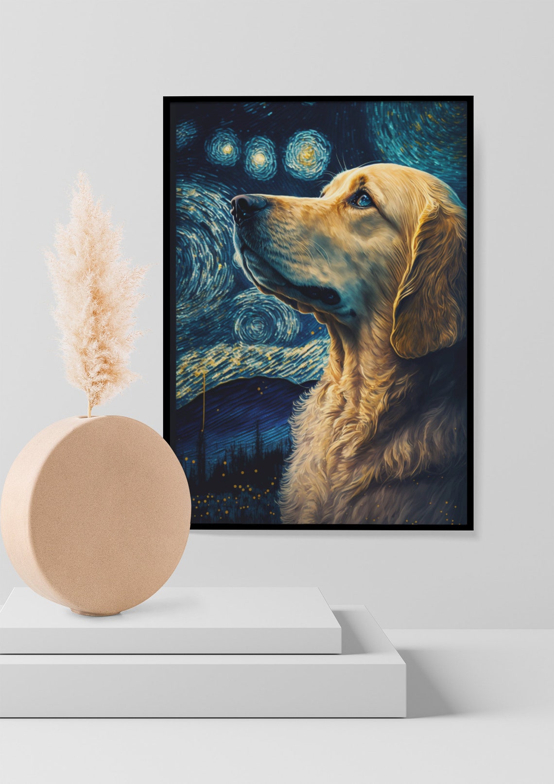 Golden Retreiver Dog Painting Art Print Golden Retreiver Wall Art Poster Original Oil Painting Artwork Print By Artist - Image 2