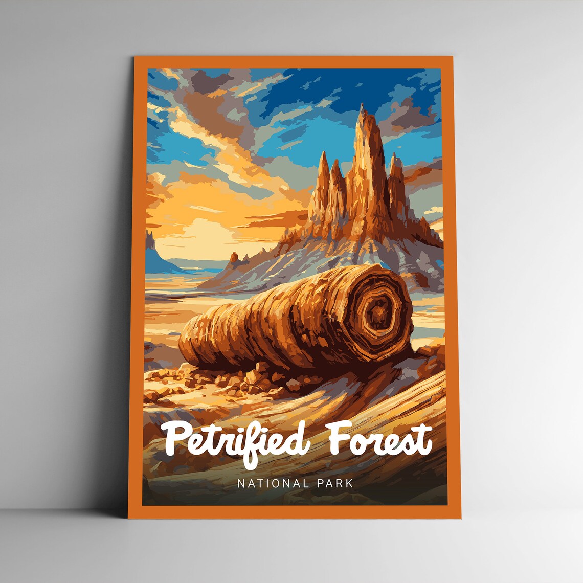 Petrified Forest National Park Painted Desert Log Retro Travel Poster