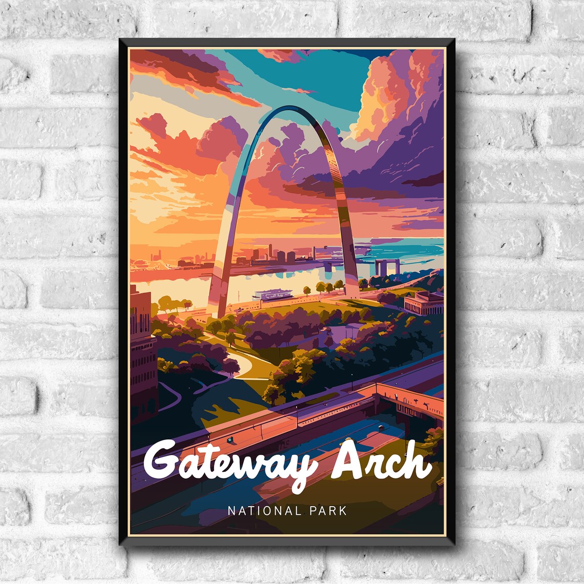 Gateway Arch National Park Vintage Travel Poster Art Print - Image 3