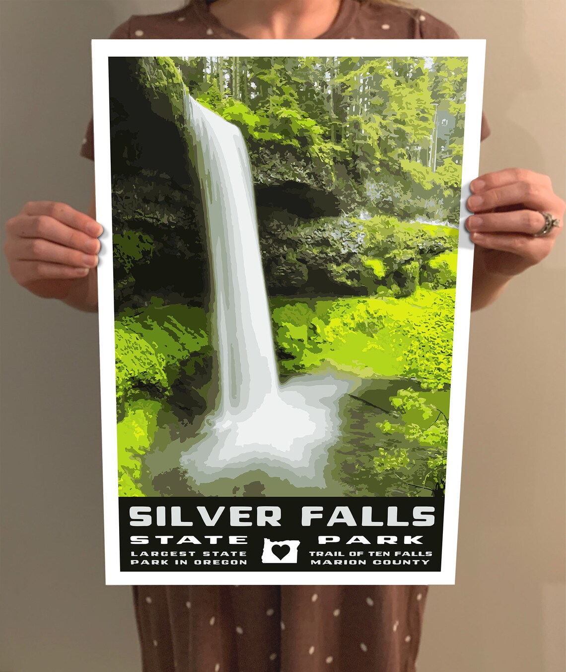 Silver Falls State Park Vintage Travel Poster - Image 2
