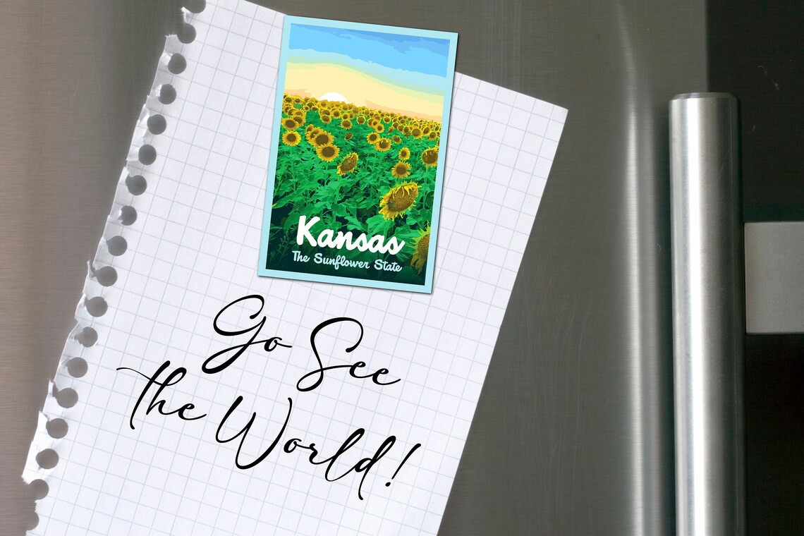 Kansas The Sunflower State Golden Field Sunset Vintage Poster - Image 2