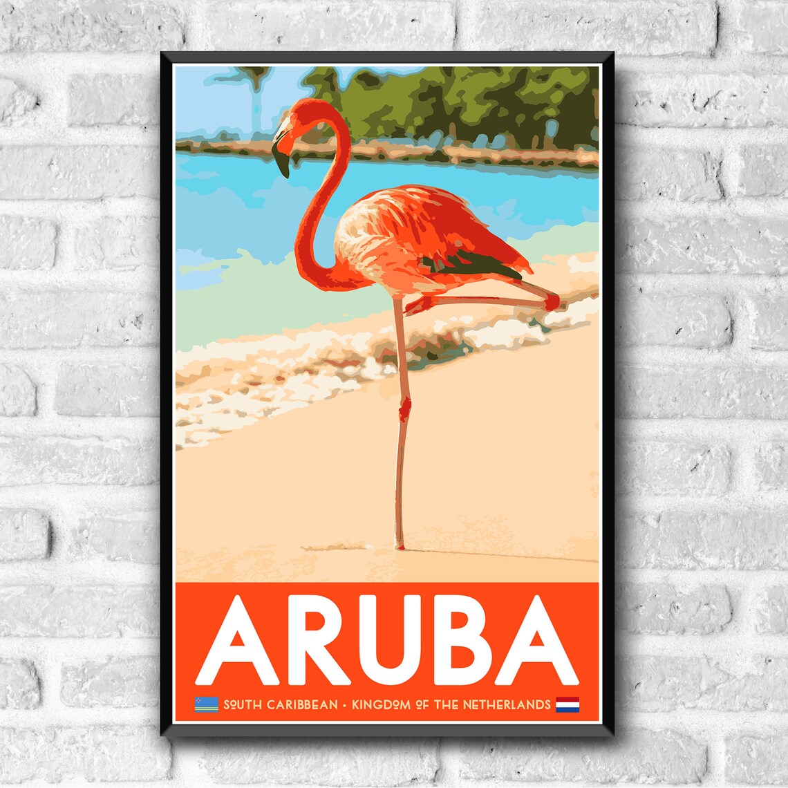 Aruba Flamingo Beach Vintage Travel Poster - Image 3