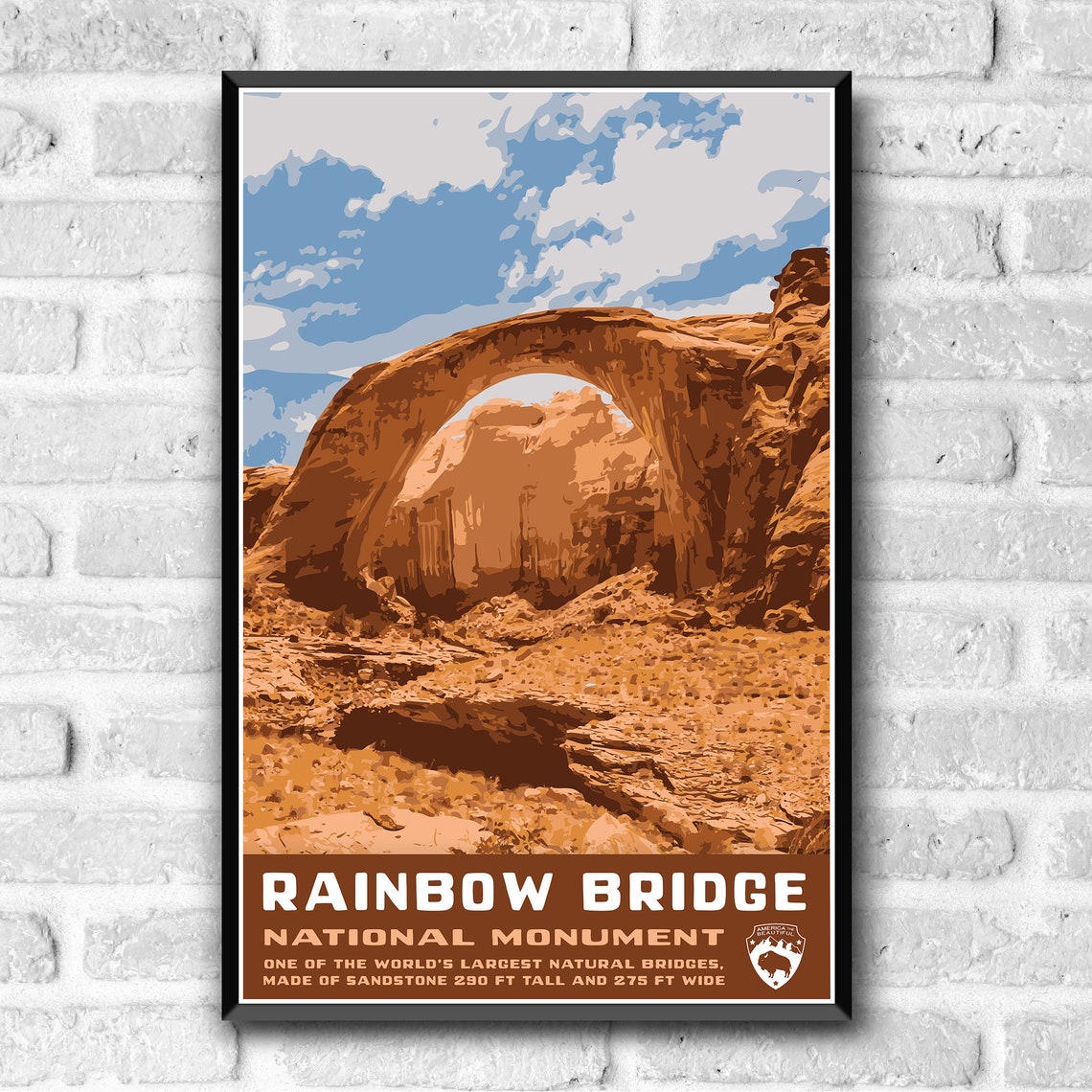 Rainbow Bridge National Monument Sandstone Arch Vintage Travel Poster - Image 3