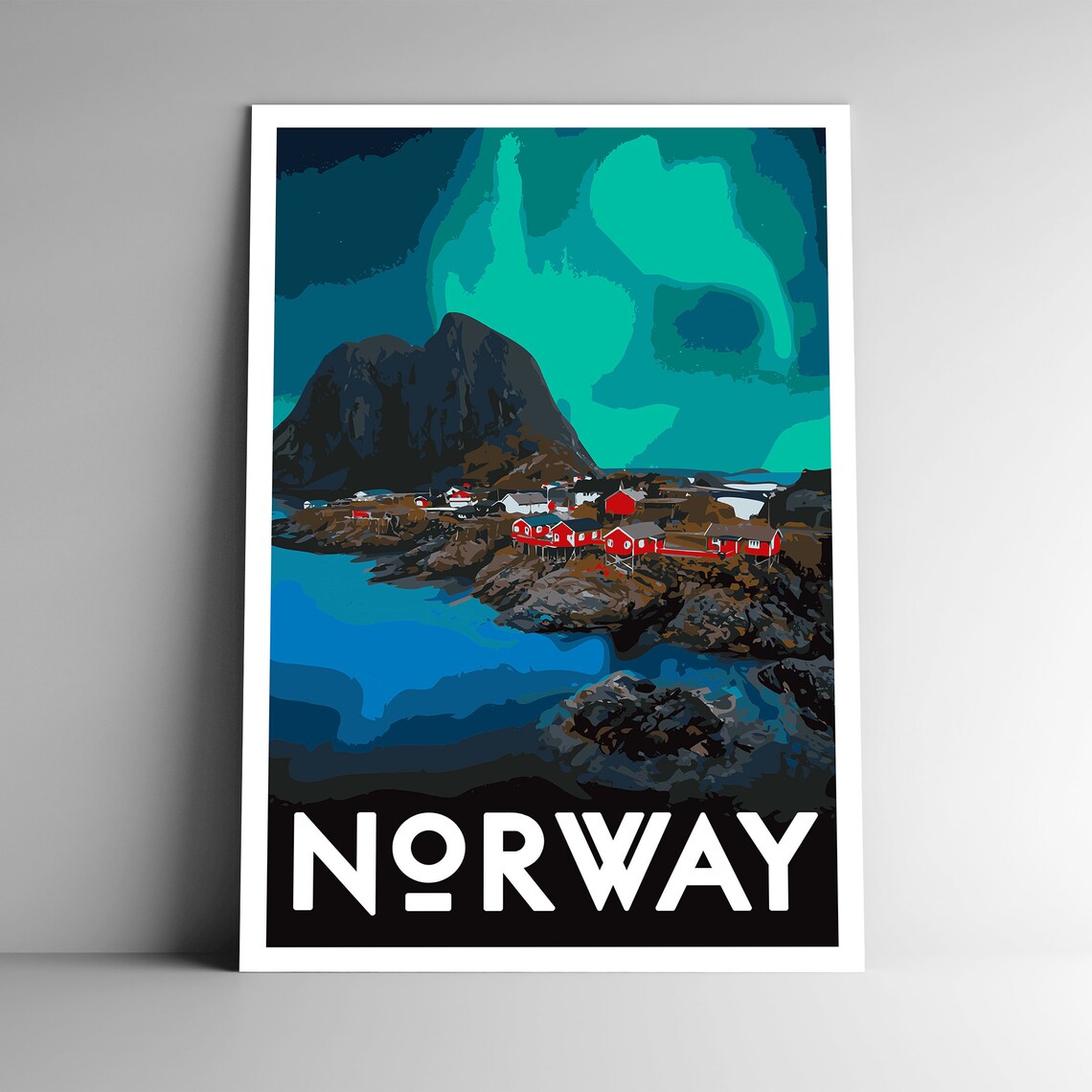 Norway Wpa Style Vintage Style Travel Poster 8x10 12x18 18x24 24x36 4x6 Postcard Lofoten Islands Northern Lights Retro Art Print