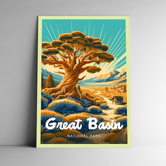 Great Basin National Park Vintage Bristlecone Pine Desert Art Poster