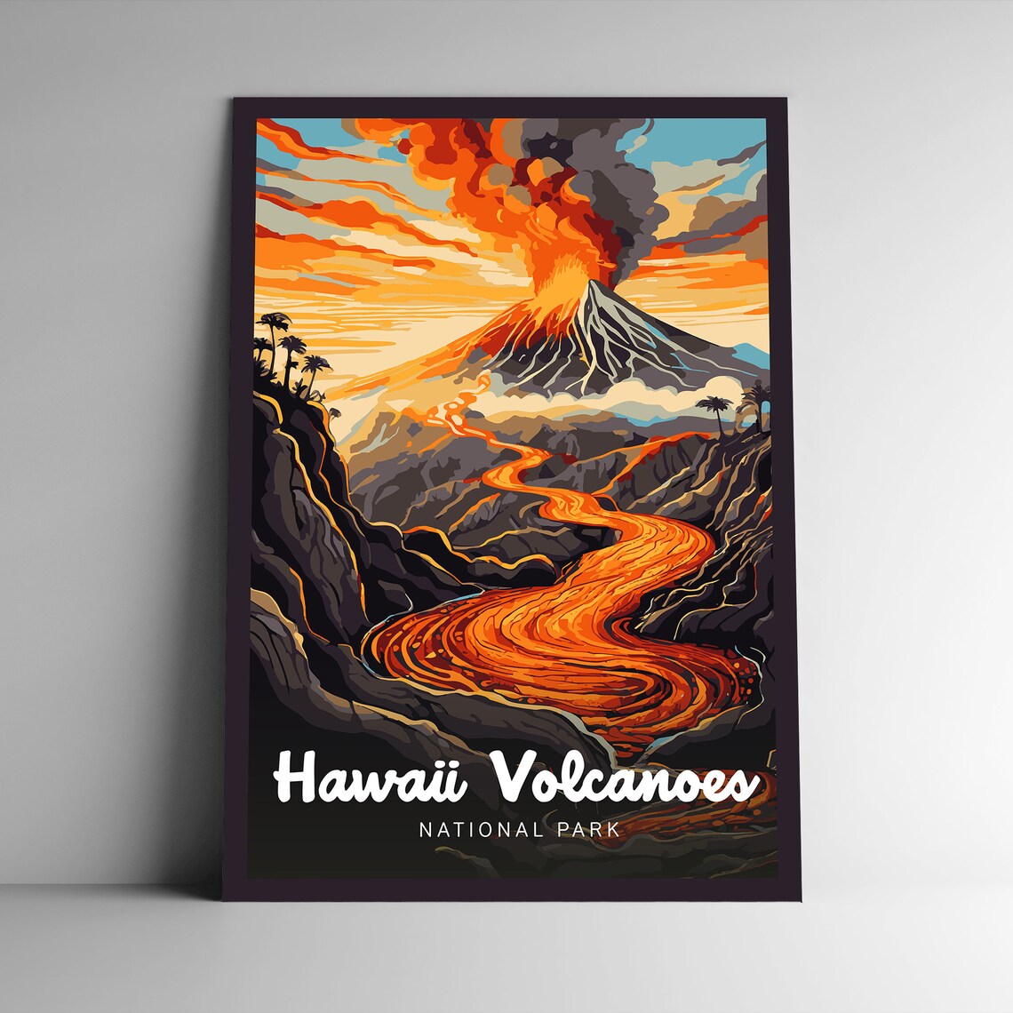 Hawaii Volcanoes National Park Vintage Travel Poster