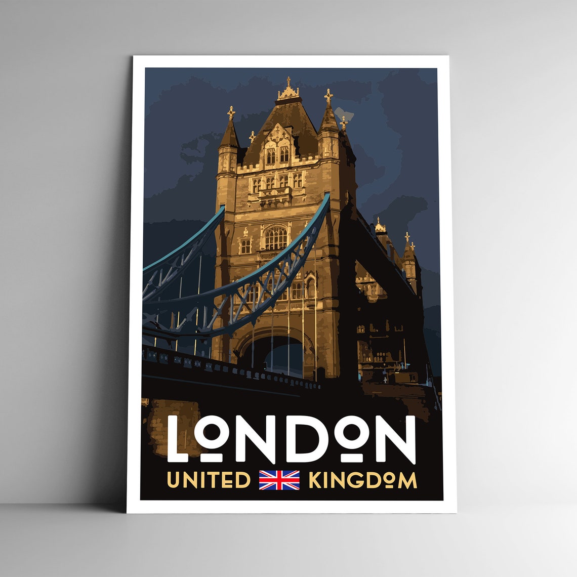 London Tower Bridge Vintage Style Travel Poster 8x10 12x18 18x24 24x36 4x6 Postcard Wpa Style Uk United Kingdom Retro Art Print