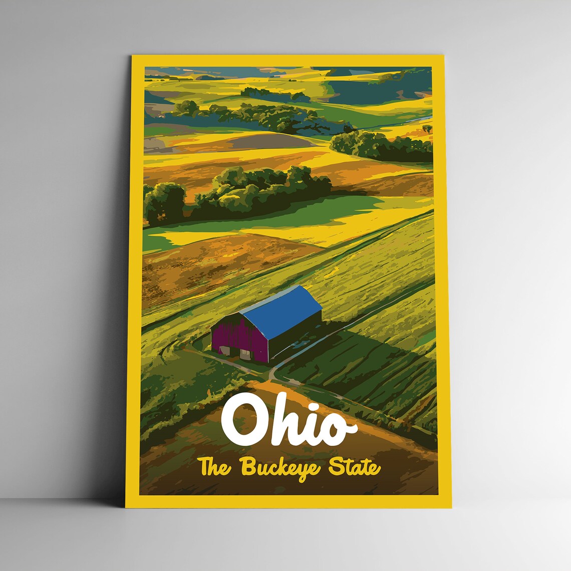 Ohio The Buckeye State Vintage Style Travel Poster Postcard Sticker Magnet Retro Wpa Style Our Fifty States Usa 50 Art Print Wall Art
