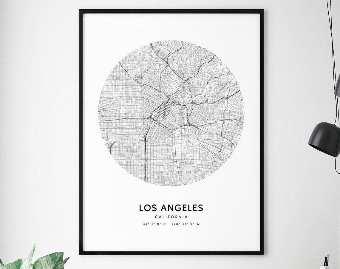 Los Angeles California Circular Street Map Minimalist Poster