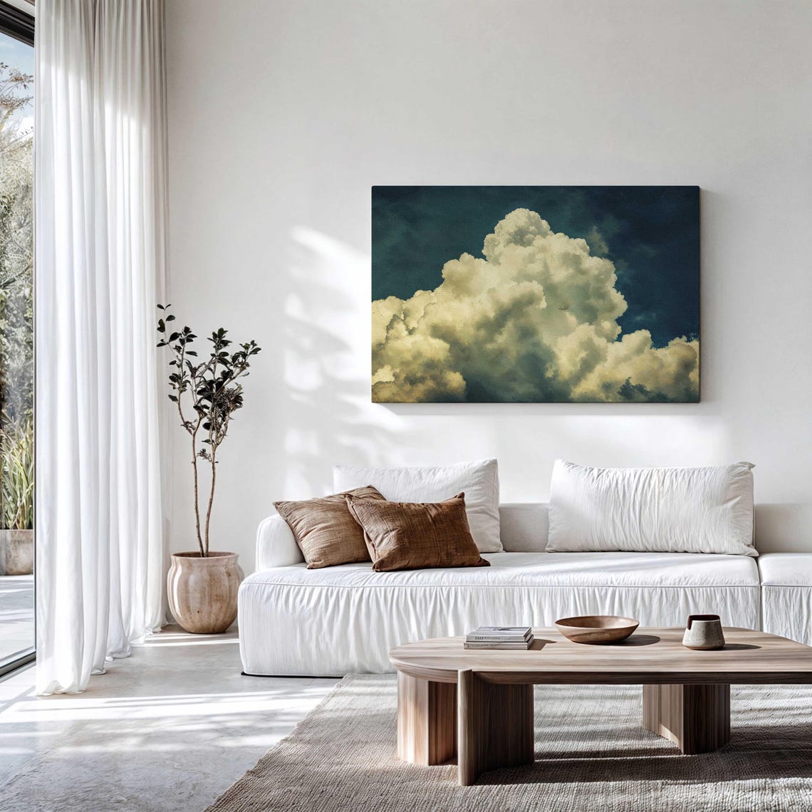 Cloud Wall Art Framed Canvasposter Print Above Bedsofa Decor Modern Minimalist Wall Art Ready To Hang Horizontal Large Wall Art Framed - Image 3