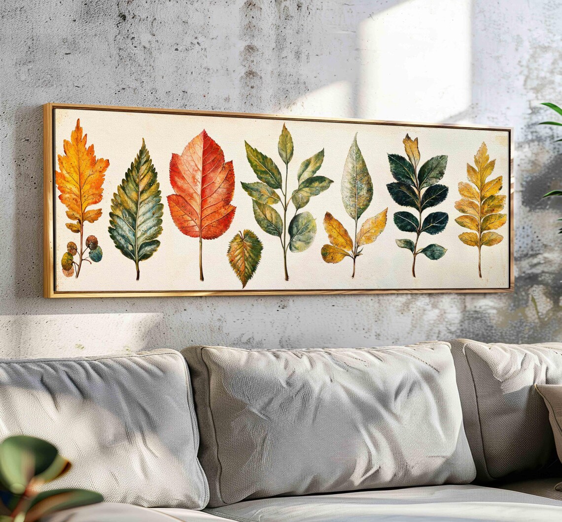 Vintage Botanical Floral Art Print, Horizontal Panorama