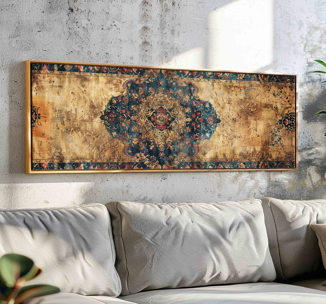 Vintage Tapestry Wall Art, Boho Textile Poster