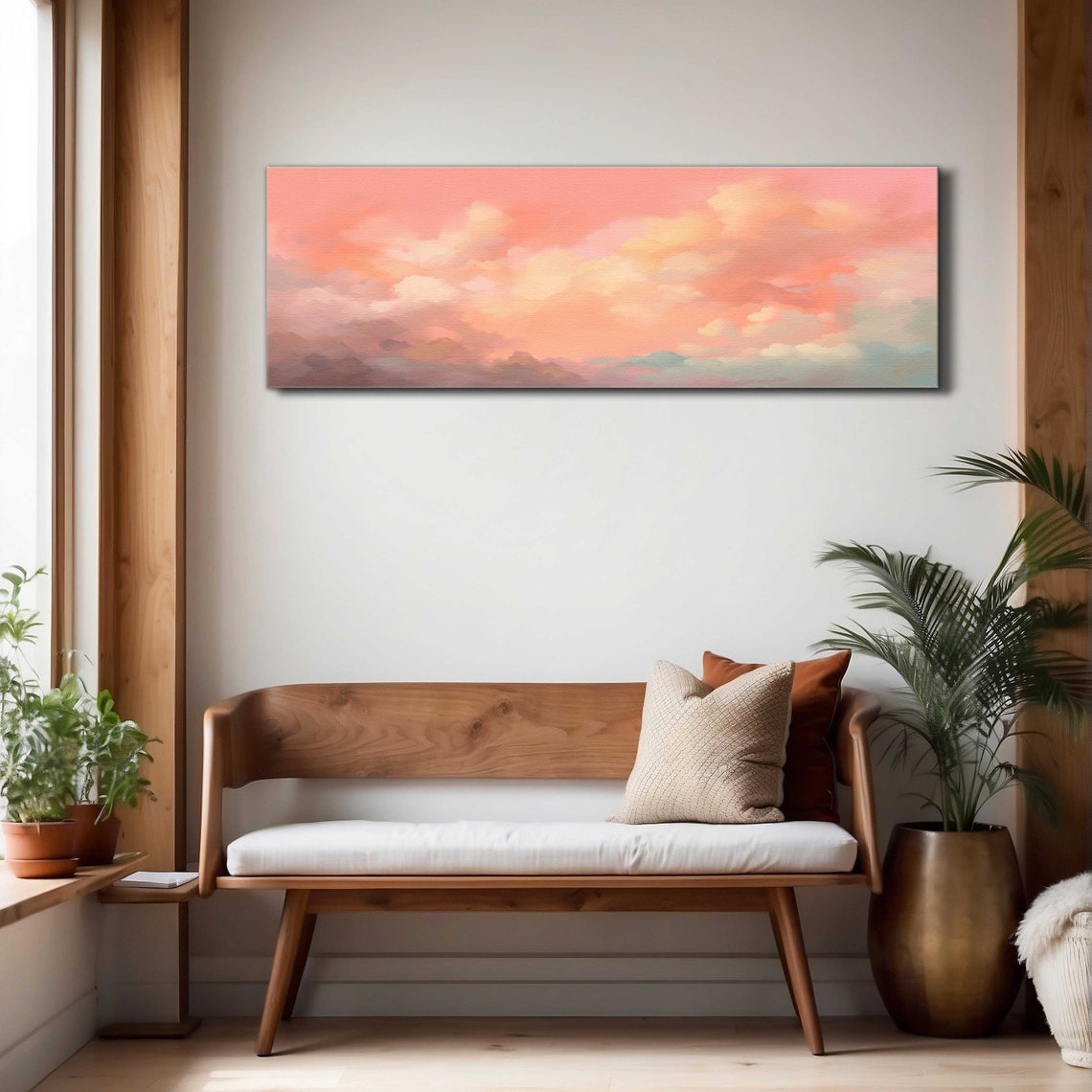 Peach Sunset Clouds Soft Pink Panoramic Dreamy Sky Decor Print - Image 4
