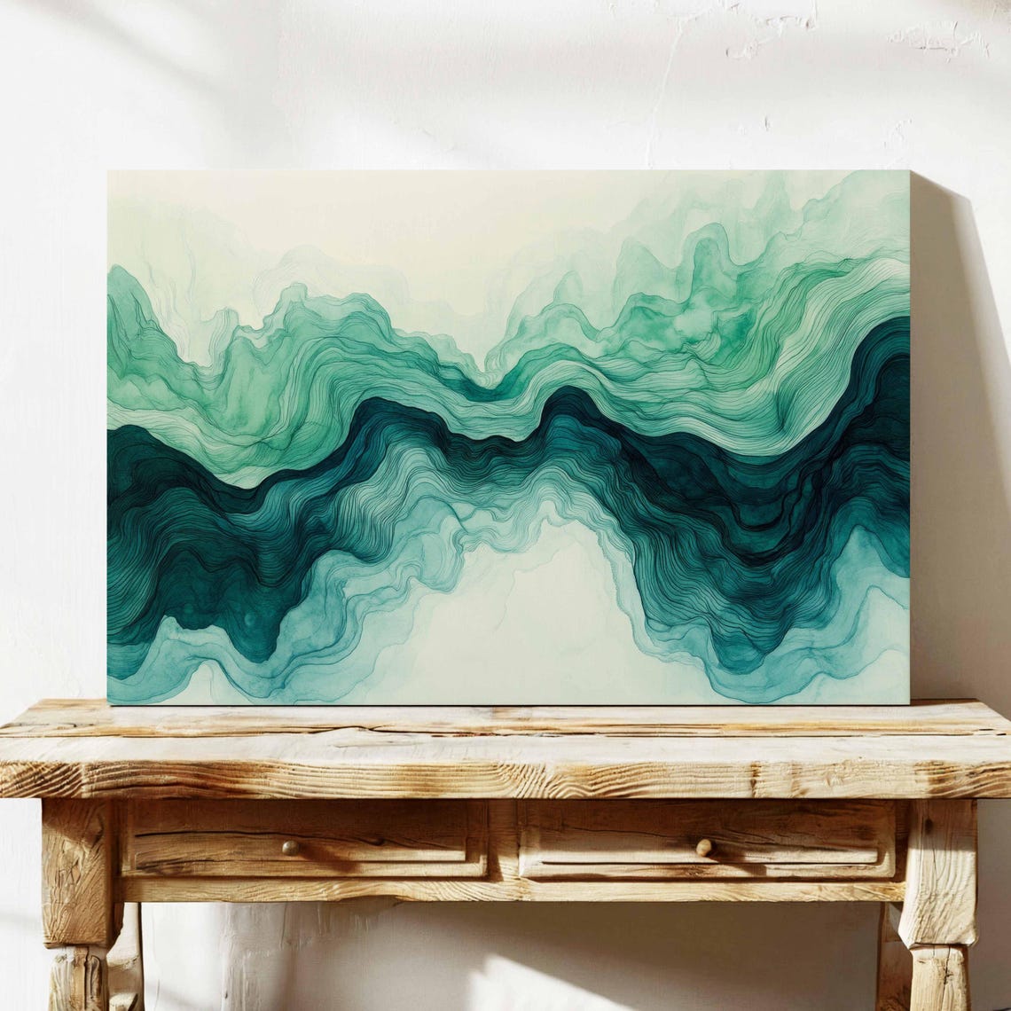 Green Fluid Watercolor Abstract Flowing Organic Modern Decor Print - Image 3